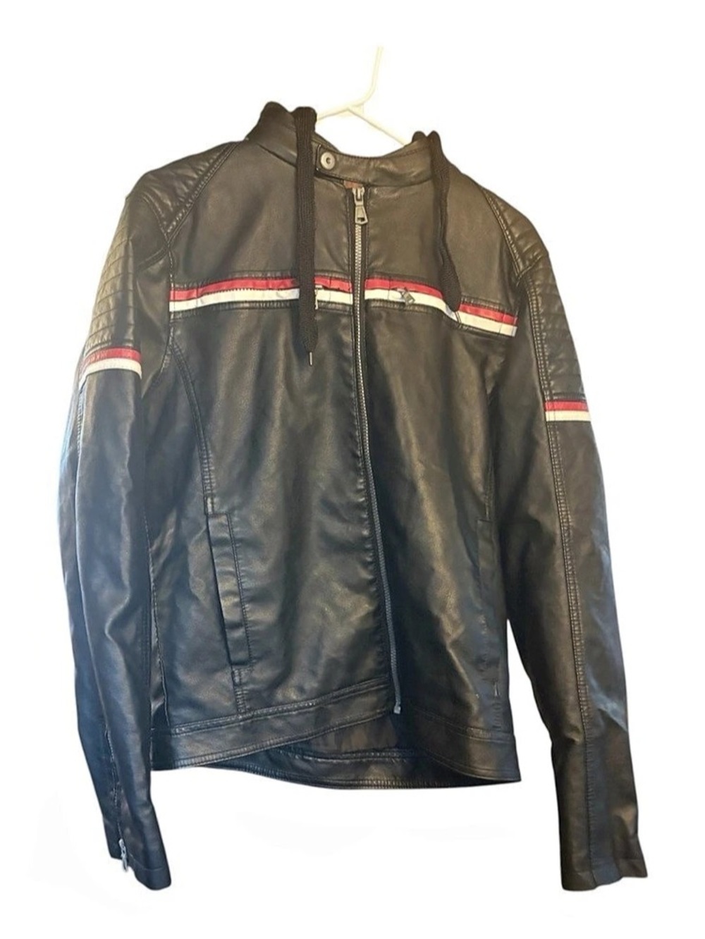 Hard Edge Color Block Moto Jacket Size Medium